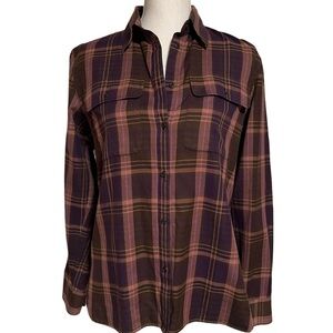 LAUREN RALPH LAUREN WOMENS CASUAL LONG SLEEVE PLAID BUTTON DOWN SHIRT SIZE MED
